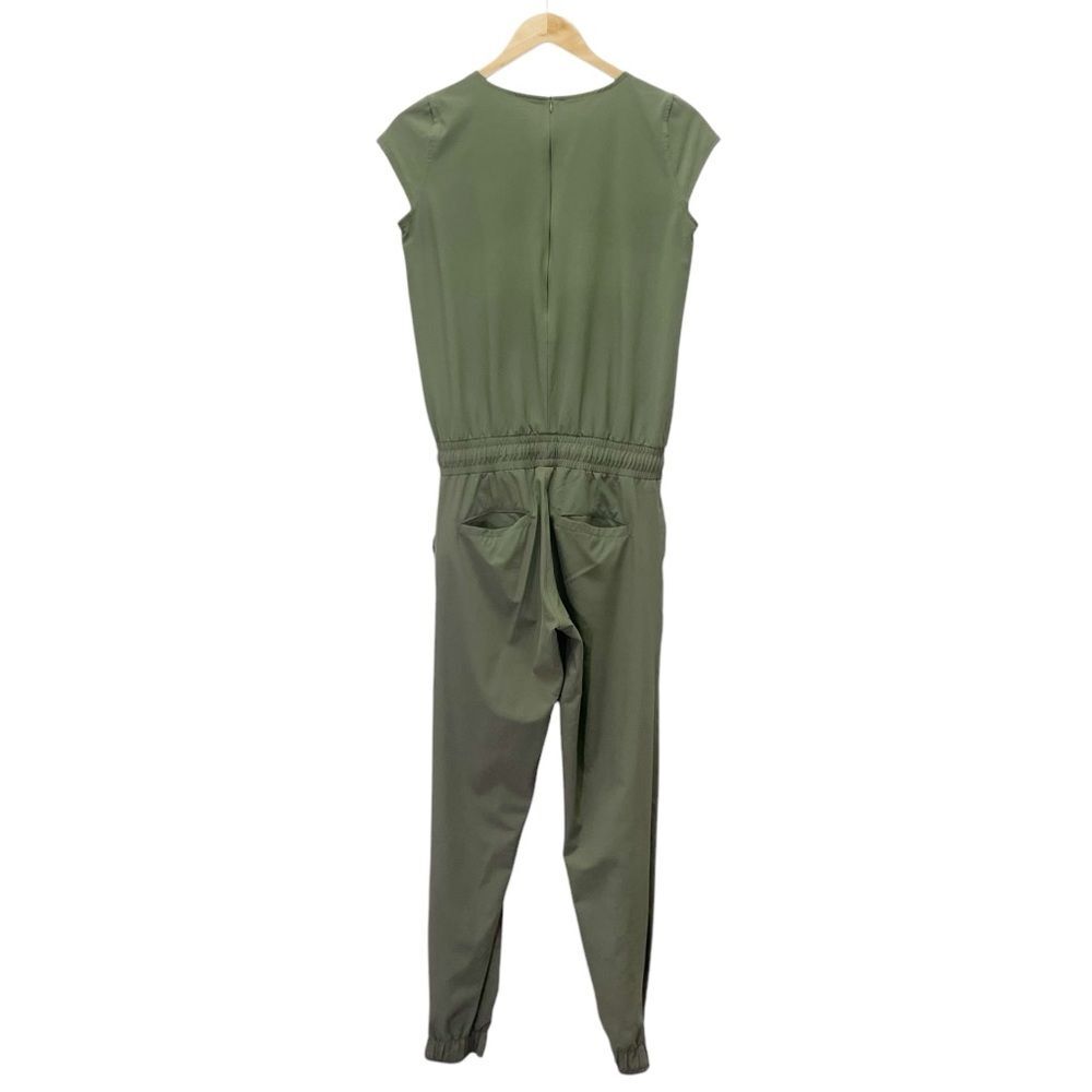 Albion Fit Cap Sleeve Active Jumpsuit Olive Green Elastic Waist Onepiece Size XS - Picture 3 of 11